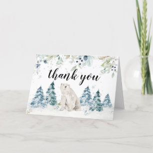 Baby Its Cold Outside Polar Bear Baby Shower Letterpress Thank You Card