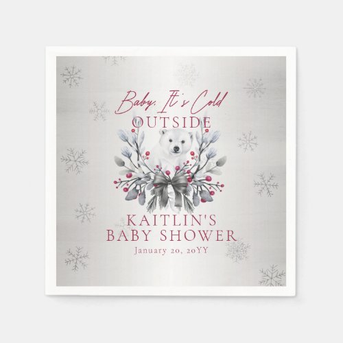 Baby Its Cold Outside Polar Bear Baby Shower Napkins