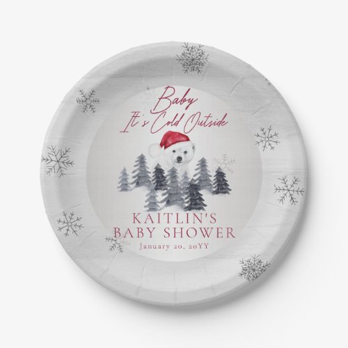 Baby Its Cold Outside Polar Bear Baby Shower Paper Plates