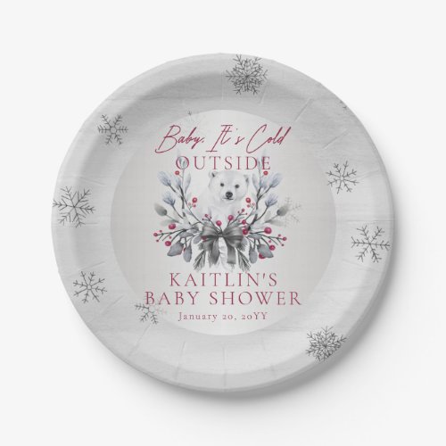Baby Its Cold Outside Polar Bear Baby Shower Paper Plates