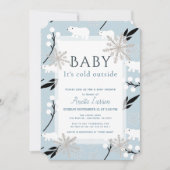 Baby Its Cold Outside Polar Bear Blue Baby Shower Invitation (Front)