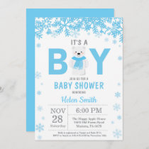 Baby its Cold Outside Polar Bear Boy Baby Shower Invitation