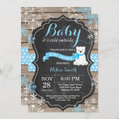 Baby its Cold Outside Polar Bear Boy Baby Shower Invitation (Front/Back)