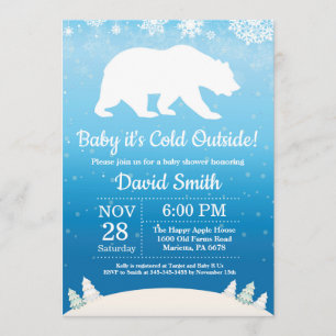 Baby its Cold Outside Polar Bear Boy Baby Shower Invitation