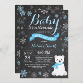 Baby Its Cold Outside Polar Bear Boy Baby Shower Invitation (Front/Back)