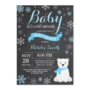Baby Its Cold Outside Polar Bear Boy Baby Shower Invitation