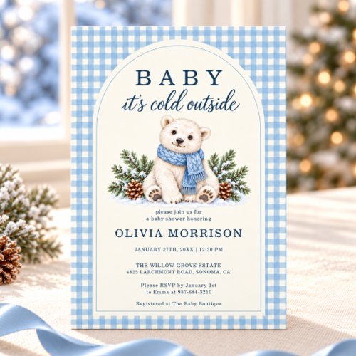 Winter Baby It's Cold Outside Blue baby shower invitation