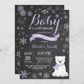 Baby Its Cold Outside Polar Bear Girl Baby Shower Invitation (Front/Back)