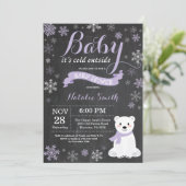 Baby Its Cold Outside Polar Bear Girl Baby Shower Invitation (Standing Front)