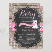 Baby its Cold Outside Polar Bear Girl Baby Shower Invitation (Front/Back)