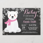 Baby its Cold Outside Polar Bear Girl Baby Shower Invitation<br><div class="desc">Baby its Cold Outside Polar Bear Girl Baby Shower Invitationn. Girl Baby Shower Invitation. Baby Polar Bear. Winter Holiday Baby Shower Invite. Pink and White Snowflakes. Chalkboard Background. For further customization,  please click the "Customize it" button and use our design tool to modify this template.</div>