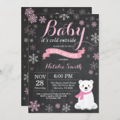 Baby Its Cold Outside Polar Bear Girl Baby Shower Invitation (Front/Back)