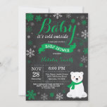 Baby Its Cold Outside Polar Bear Green Baby Shower Invitation<br><div class="desc">Baby Its Cold Outside Polar Bear Winter Baby Shower Invitation. Boy or Girl Baby Shower Invitation. Winter Holiday Baby Shower Invite. Green and White Snowflakes. Snowman and Chalkboard Background. For further customization,  please click the "Customize it" button and use our design tool to modify this template.</div>