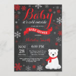 Baby Its Cold Outside Polar Bear Red Baby Shower Invitation<br><div class="desc">Baby Its Cold Outside Polar Bear Winter Baby Shower Invitation. Boy or Girl Baby Shower Invitation. Winter Holiday Baby Shower Invite. Red and White Snowflakes. Snowman and Chalkboard Background. For further customization,  please click the "Customize it" button and use our design tool to modify this template.</div>