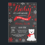 Baby Its Cold Outside Polar Bear Red Baby Shower Invitation<br><div class="desc">Baby Its Cold Outside Polar Bear Winter Baby Shower Invitation. Boy or Girl Baby Shower Invitation. Winter Holiday Baby Shower Invite. Red and White Snowflakes. Snowman and Chalkboard Background. For further customization,  please click the "Customize it" button and use our design tool to modify this template.</div>