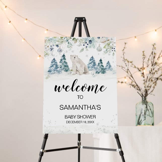 Baby Its Cold Outside Polar Bear Welcome Sign (In Situ (Stand))