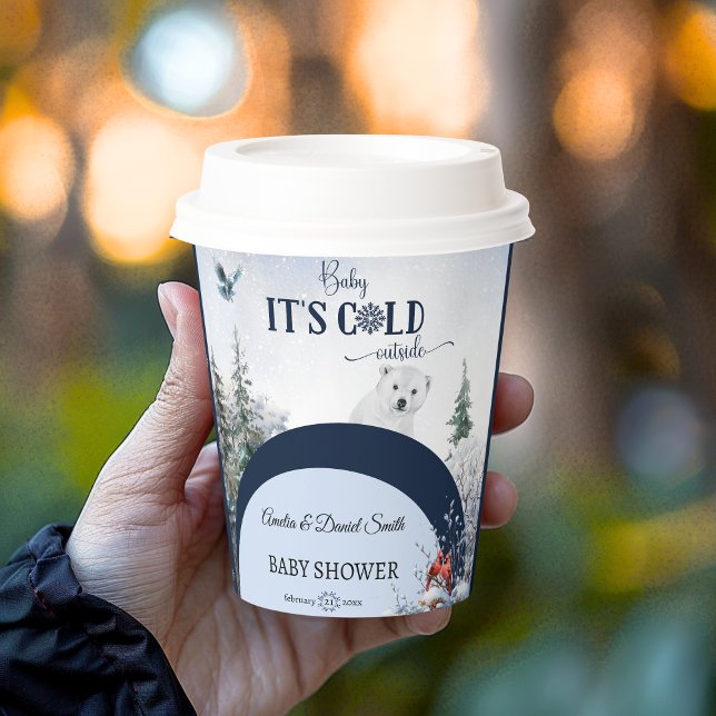 Baby It's Cold Outside Polar Bear Winter  Paper Cups (Creator Uploaded)