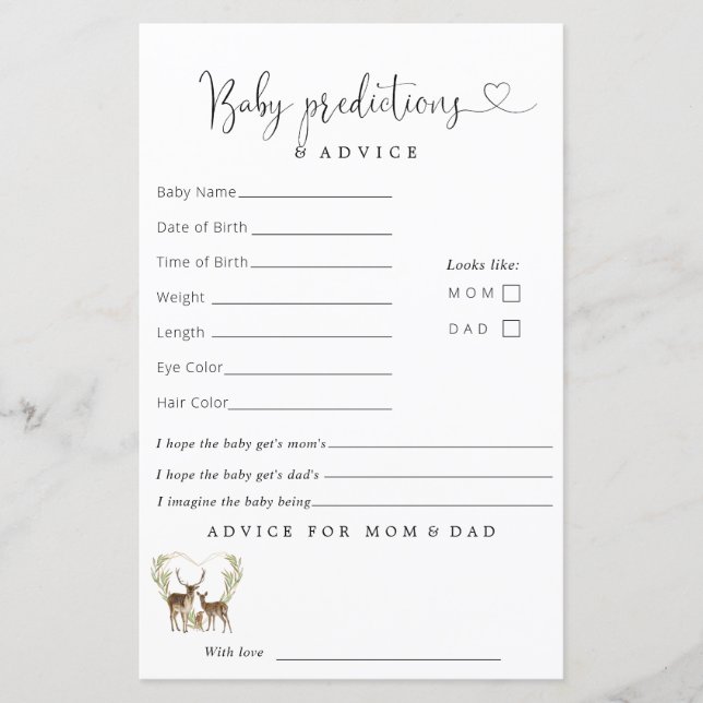 Baby It's Cold Outside Predictions Advice Card (Front)