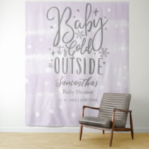 Baby It's Cold Outside Purple Baby Shower Backdrop