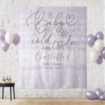 Baby It's Cold Outside Purple Baby Shower Backdrop
