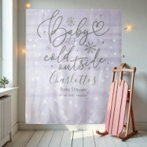 Baby It's Cold Outside Purple Baby Shower Backdrop