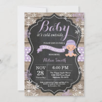 Baby its Cold Outside Purple Girl Baby Shower Invitation