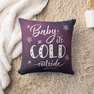 Baby It's Cold Outside Purple Ombre Throw Pillow