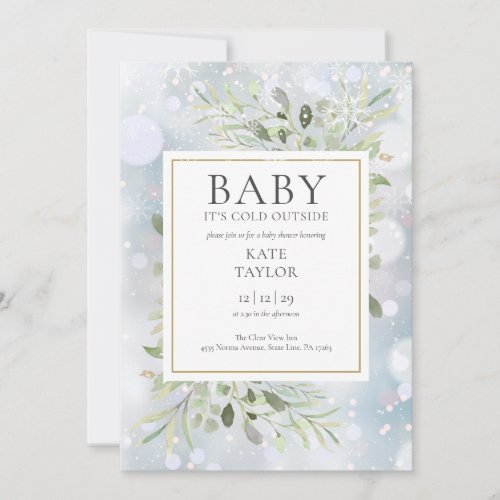Baby Its Cold Outside QR Code Winter Baby Shower Invitation