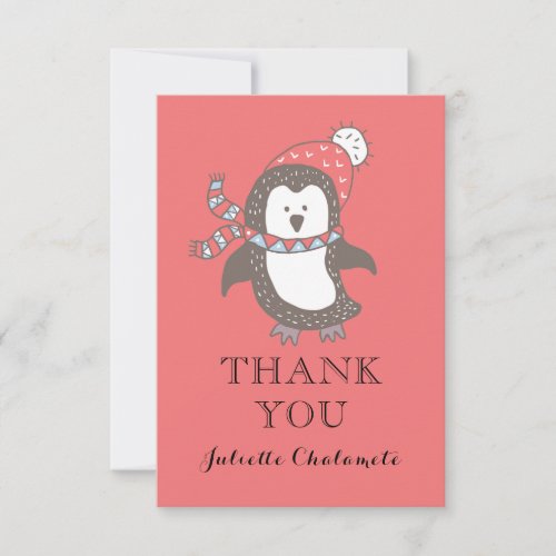 Baby Its Cold Outside Red Baby Shower  Thank You Card