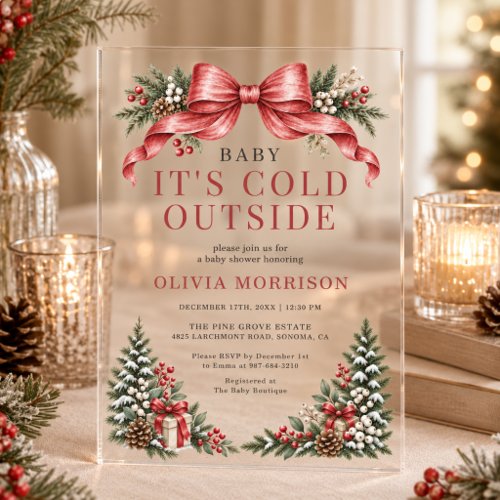 Winter Baby It's Cold Outside Red baby shower invitation