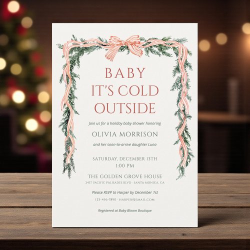Winter Baby It's Cold Outside Red baby shower invitation