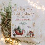 Baby It's Cold Outside Red Christmas Baby Shower Invitation<br><div class="desc">Celebrate the joy of the season and the joy of a baby on the way with our beautifully crafted baby shower invitation! A whimsical red Christmas sleigh gently cradles a sage green Christmas tree and an array of charming presents. Every detail is meticulously illustrated, creating a magical scene that's sure...</div>
