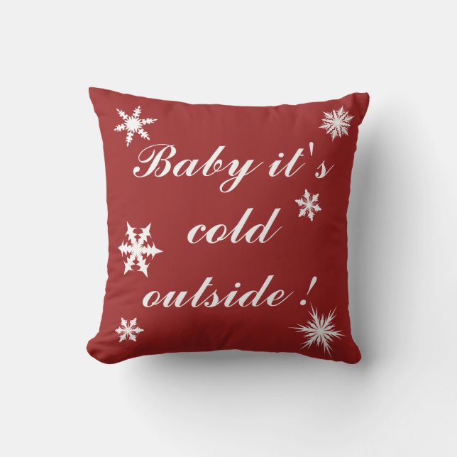 Baby it's Cold Outside Red Cushion (Front)