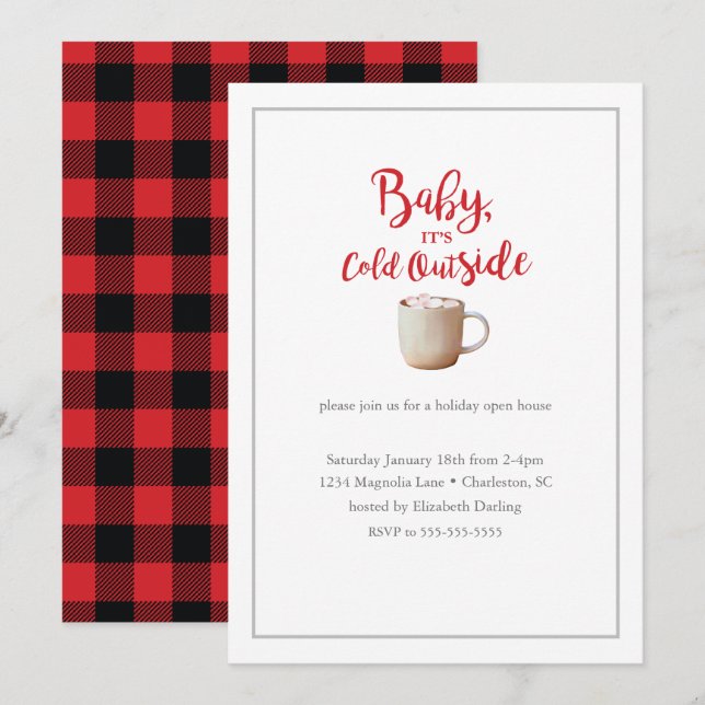 Baby It's Cold Outside Red Holiday Party Invitation (Front/Back)
