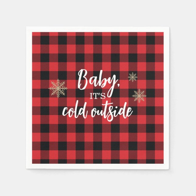 Baby It's Cold Outside Red Plaid Napkins (Front)