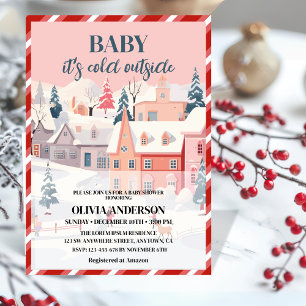 Baby its cold outside red winter baby shower invitation