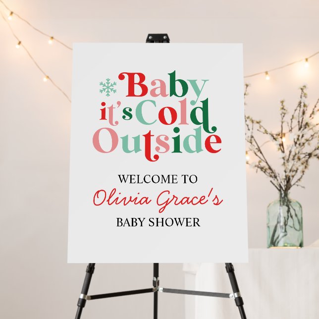 Baby It's Cold Outside Retro Baby Shower Welcome Foam Board (In Situ (Stand))