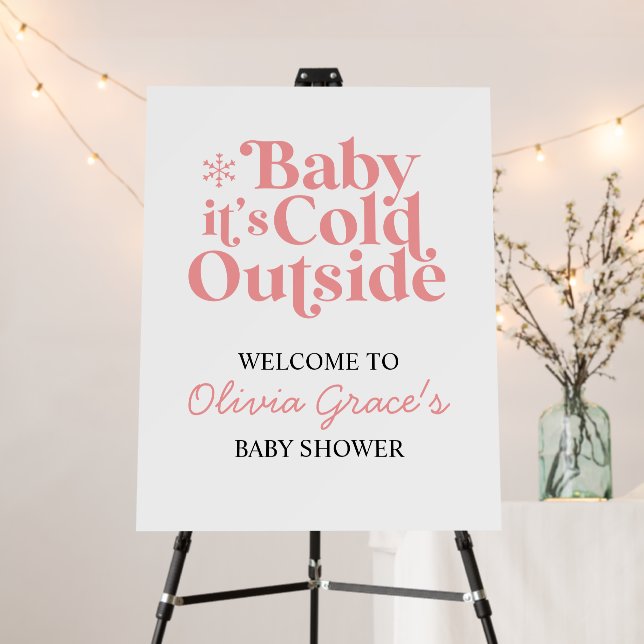 Baby It's Cold Outside Retro Baby Shower Welcome Foam Board (In Situ (Stand))