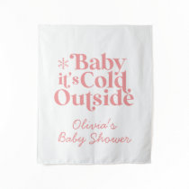 Baby It's Cold Outside Retro Baby Shower Welcome Tapestry