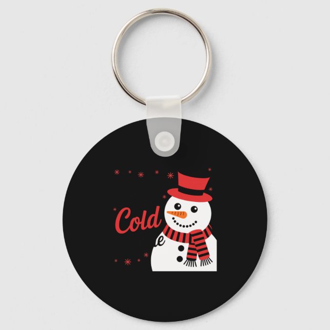 Baby It's Cold Outside Retro Christmas Long Sleeve Keychain (Front)