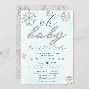 Baby Its Cold Outside Rhinestones Glitter Shower Invitation