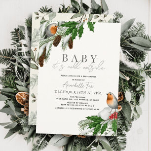 Baby It's Cold Outside Robins Winter Baby Shower Invitation