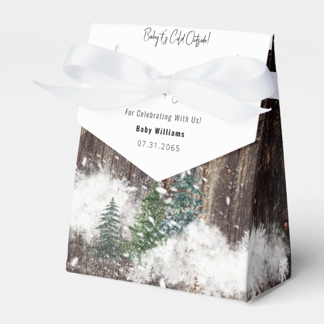 Baby It's Cold Outside Rustic Baby Shower  Favor Boxes (Front Side)