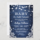Baby It's Cold Outside Rustic Blue Baby Shower