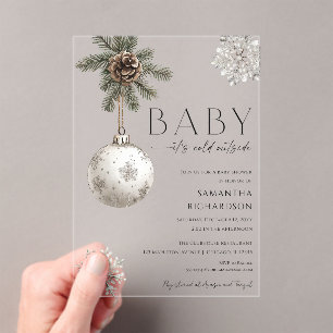 Baby it's cold outside rustic boho baby shower acrylic invitations
