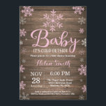 Baby Its Cold Outside Rustic Winter Baby Shower Invitation<br><div class="desc">Baby Its Cold Outside Rustic Winter Baby Shower Invitation. Girl Baby Shower Invitation. Winter Holiday Baby Shower Invite. Pink and White Snowflakes. Rustic Wood Background. Country Vintage Retro. For further customization,  please click the "Customize it" button and use our design tool to modify this template.</div>