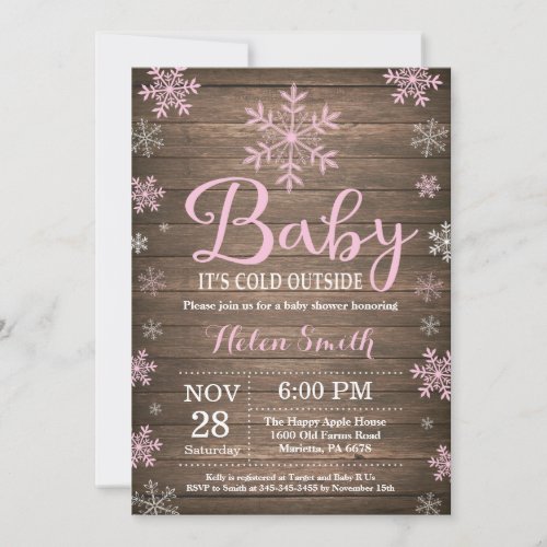 Baby Its Cold Outside Rustic Winter Baby Shower Invitation