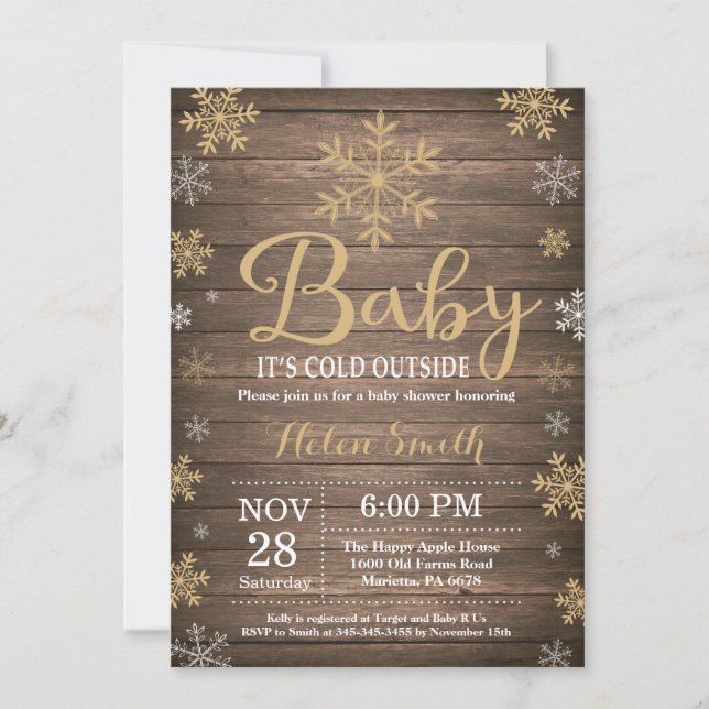 Baby Its Cold Outside Rustic Winter Baby Shower Invitation (Front)