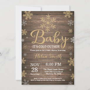Baby Its Cold Outside Rustic Winter Baby Shower Invitation