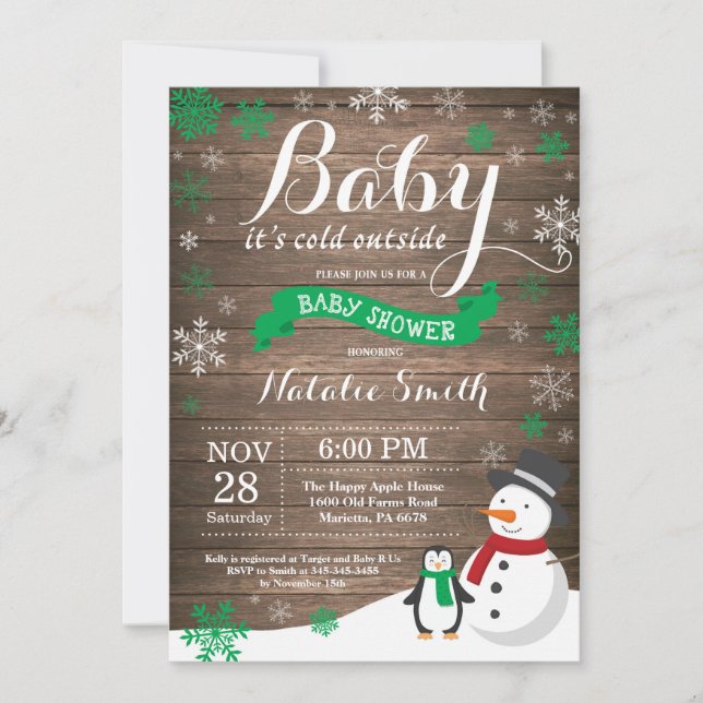Baby Its Cold Outside Rustic Winter Baby Shower Invitation (Front)